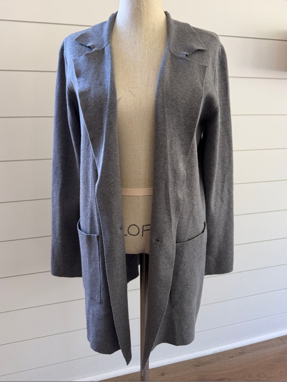 Gray Open-Front Women's Blazer Jacket